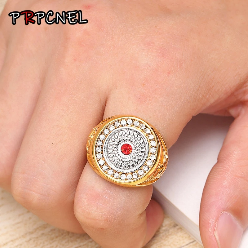 

Gold color Ring Badge Eagle United States MARINE CORPS US ARMY Men Rings with zircon United States In Stainless Steel