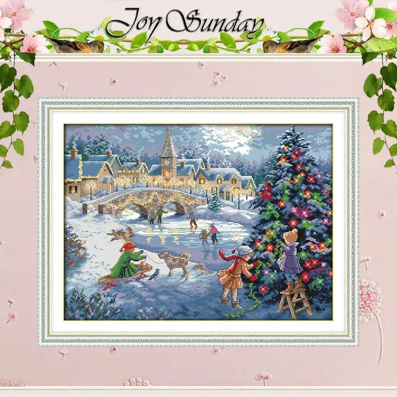 

Christmas Celebration Pattern Counted Cross Stitch 11CT Printed 14CT Cross-Stitch Kit Handmade Home Decor Embroidery Needlework