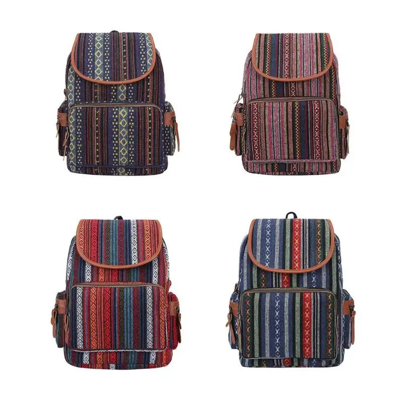 

Bohemian Travel Backpack Ethnic women's backpack Large Capacity School bags for teenage girls Canvas Shoulder Back pack sac a do