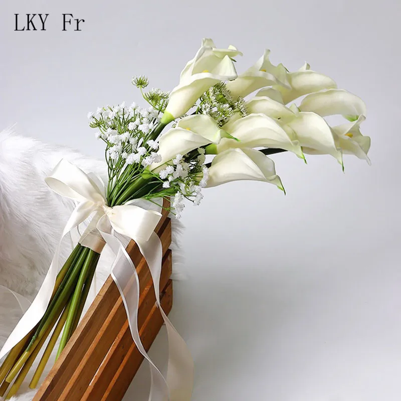LKY Fr Свадебный букет Калла лилия Искусственные цветы Свадебные букеты подружки невесты Свадебный букет украшение дома