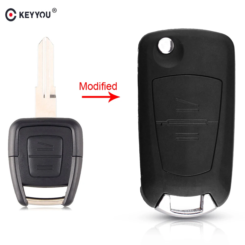

KEYYOU 2 Button Modified Flip Remote Folding Car Key Fob Case For Opel Vauxhall Astra Zafira Omega Vectra Frontera YM28 Blade