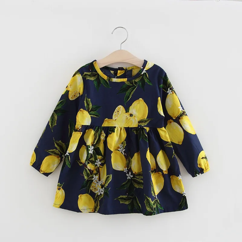 Hot Sale New 2017 Spring Summer Girl Dress Fruit Lemon Pattern Baby Girl Dress Children Sundresses Kids Full Sleeve Dresses (24)