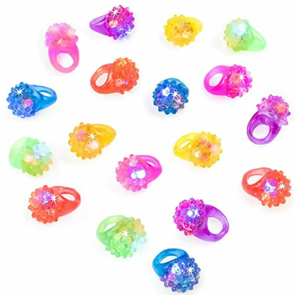 

10Pcs Flashing Rings Colorful LED Light Up Bumpy Jelly Rubber Fingers Toys For Parties Glow Ring Party Supplies