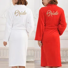 Осень и зима утренний халат фланелевые пижамы невесты платье подружки невесты макияж халаты спа Халат розовые вечерние халаты Badjas