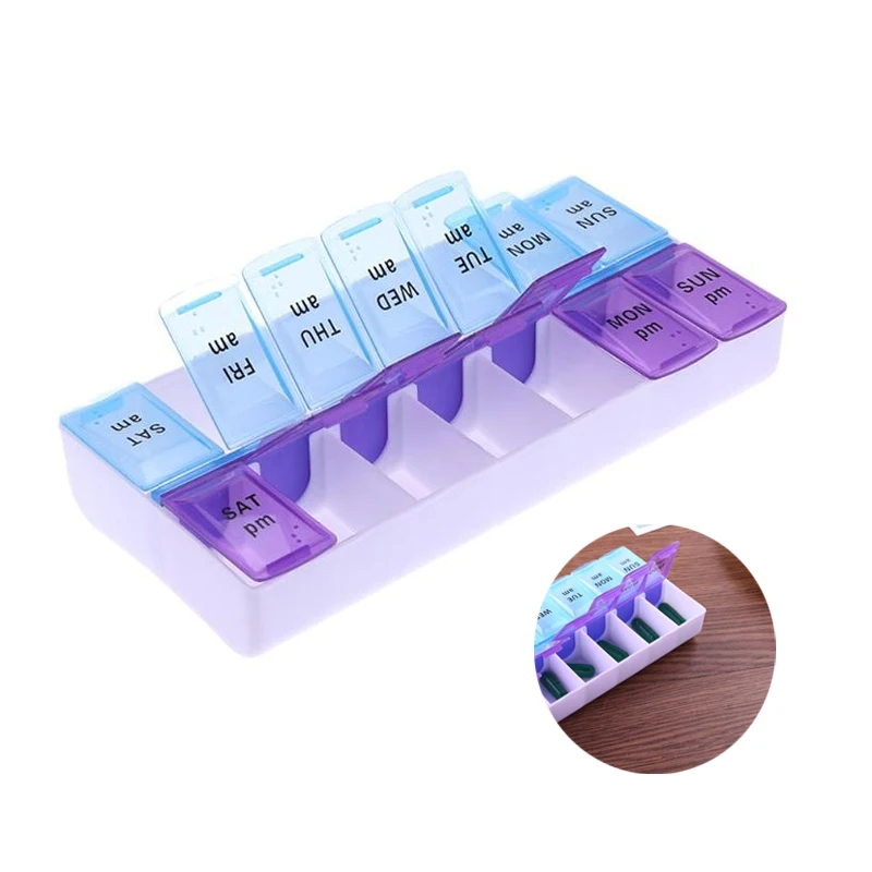 

14 Grids 7 Days Weekly Pill Case Box Medicine Box Holder Storage Organizer Container Case Dispenser Pill Box Splitters