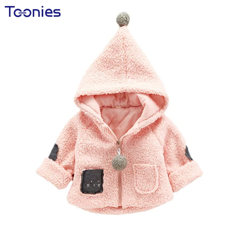 13Yrs Baby Girl Jacket 2018 New Design Warm Cotton Coat Cute Pockets