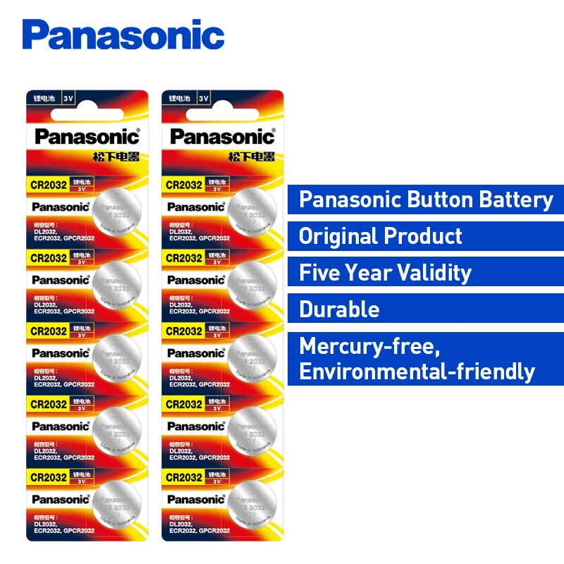 Panasonic 10 шт./лот cr 2032 кнопочные батареи 3 В литиевая батарея для часов с пультом дистанционного управления калькулятор cr2032