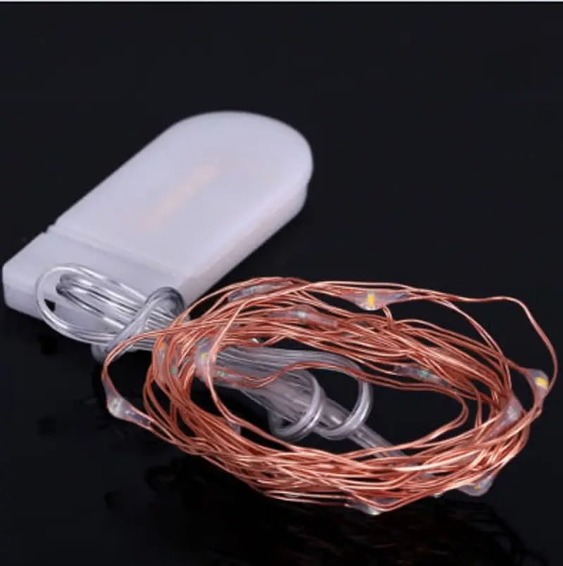 2M 20LEDS Fairy Lights 20 Micro Starry Light CR2032 Button Battery Operated Copper String for Christmas