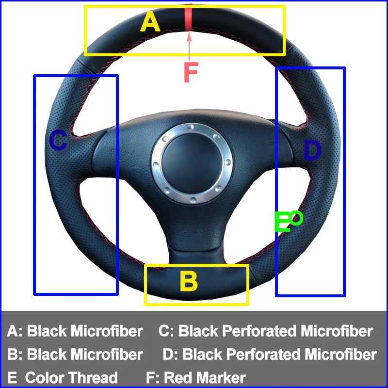Ручное шитье чехол рулевого колеса автомобиля для Audi A3 2000 2001 2002 2003 A4 2003 2004 2005 RS 6 2003 S4 2004 2005 2006 TT 1999-2006