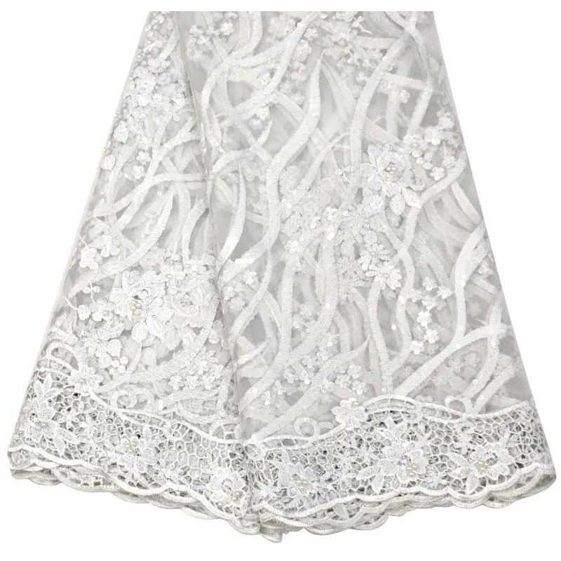 

2019 Latest Design beaded African Lace Fabrics With Sequins Nigerian Lace Fabrics For Women Hot Sale French Lace FabricHX1635-1