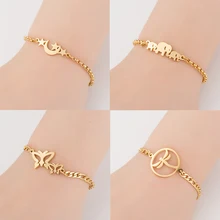 Модный кулон в виде животных, браслет для женщин, Бабочка, звезда, сердце, геометрические браслеты из нержавеющей стали, Золотой шарм, свадебные украшения