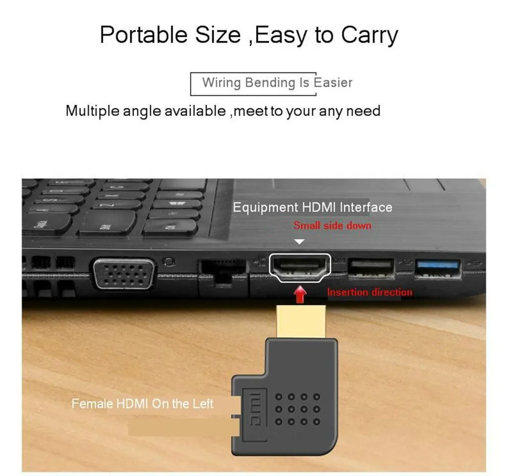 Разъем Vogek HDMI позолоченный адаптер 4K удлинитель конвертера 270 90 градусов правый