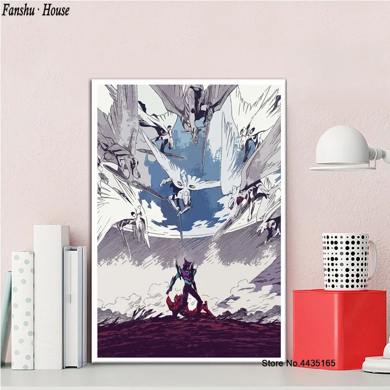 Постеры и принты неоновый бытие Evangelion постер японское аниме Настенная картина холст живопись для гостиной украшение дома - Цвет: Прозрачный