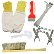 6 в 1 полный набор инструментов для пчел защитные перчатки скребок для снятия улей держатель щетки кормушка для пчел пластиковая система инструментов поставщик