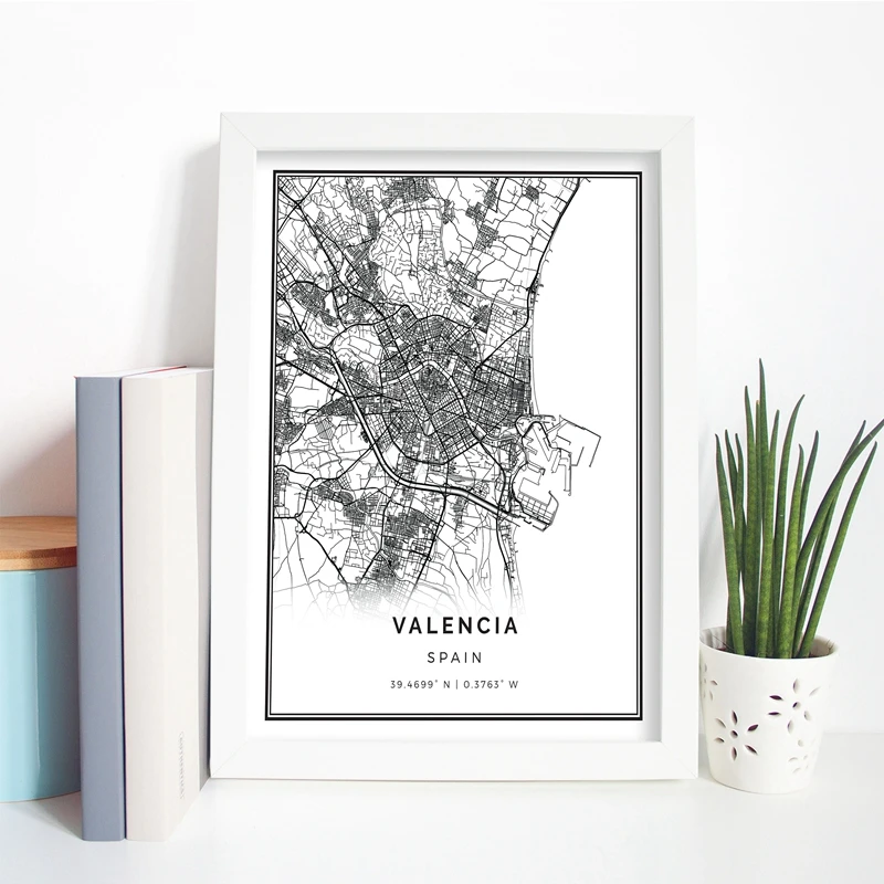 Valencia map poster print