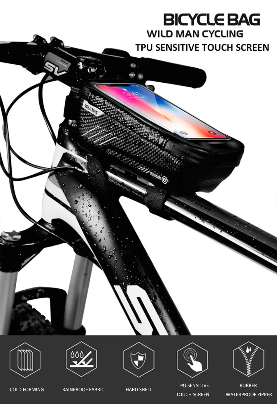 Cheap Bicycle Bag Rainproof Front Bike Bag Touchscreen 6.2 inch Mobile Phone Case Bicycle Top Tube Bag Cycling Accessories 4 3