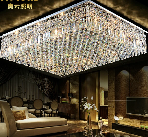 Hot Ing Flush Mount L800 W600 H200mm Square Modern Crystal Hot Ing Flush Mount L800 W600 H200mm Square Modern Crystal Chandelier Led Lights For