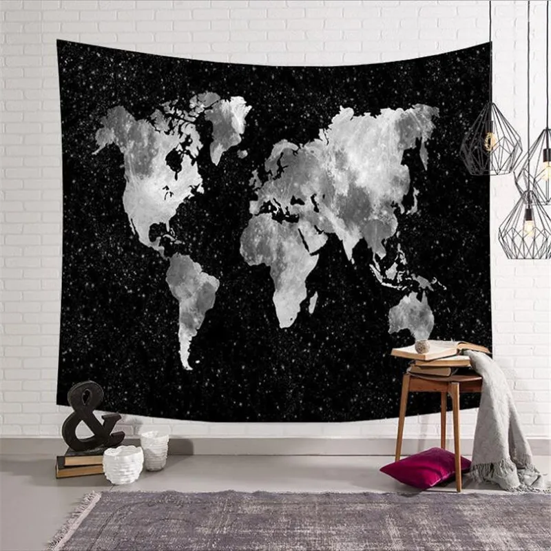 World Map Pattern Tapestry Wall Hanging Sandy Beach Picnic