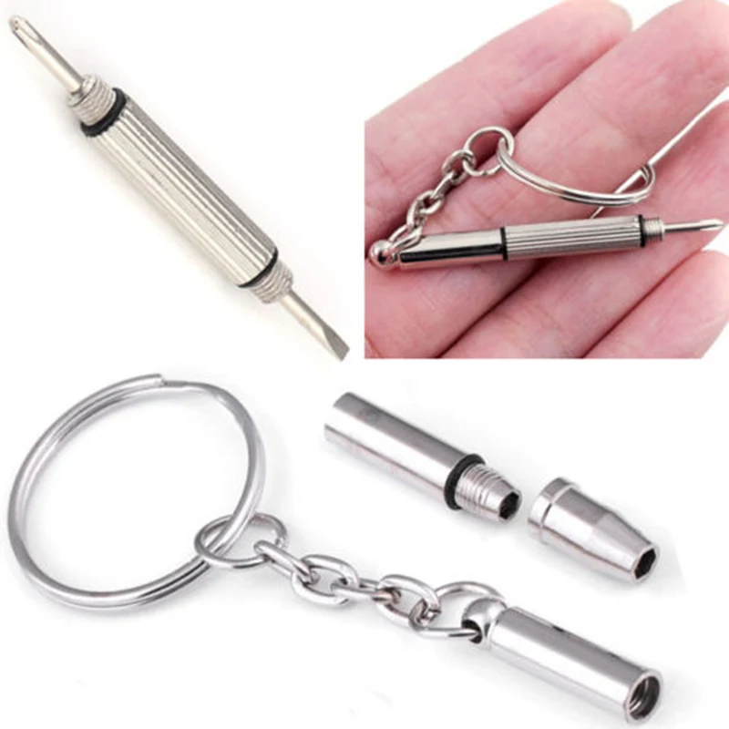 

4 in1 Eyeglass Screwdriver Mini Key Chain Ring Hand Tools Sunglasses Eyeglass Cellphone Watch Repair Keychain Screwdriver Tool