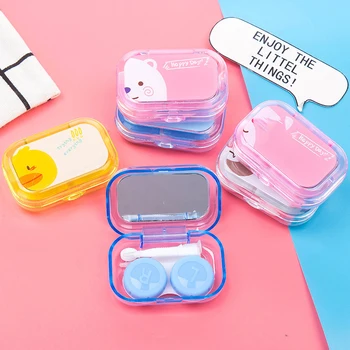 

Mini Cartoon Square Plastic Contact Lens Case Easy Carry Mirror Container Holder Travel Kit Easy Carry Travel Accessories