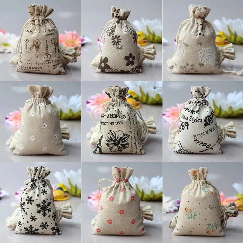 Горячая маленькая Мешковина джутовая гессенская Свадьба Подарочная сумка на