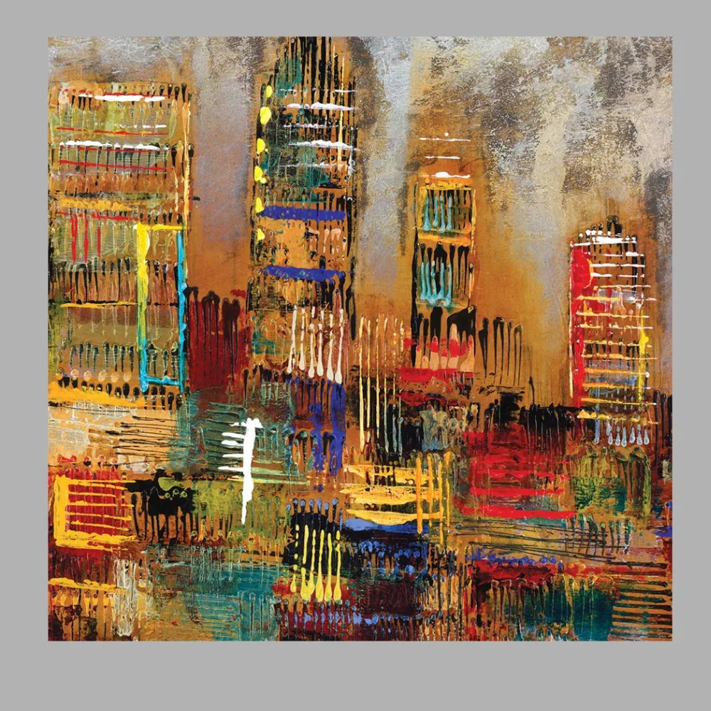 Hand painted Modern Wall Art Abstract Handmade Building Oil Painting On