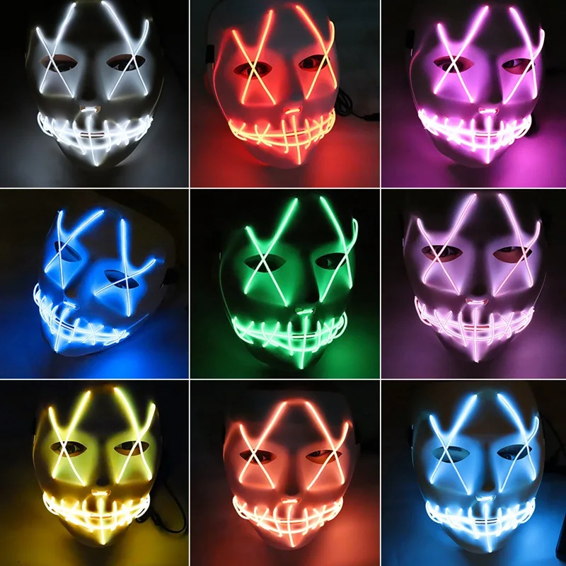 

2019 Custom Halloween Cold Light Line V light-emitting Mask Creative Flash Masks Light Emitting Mask