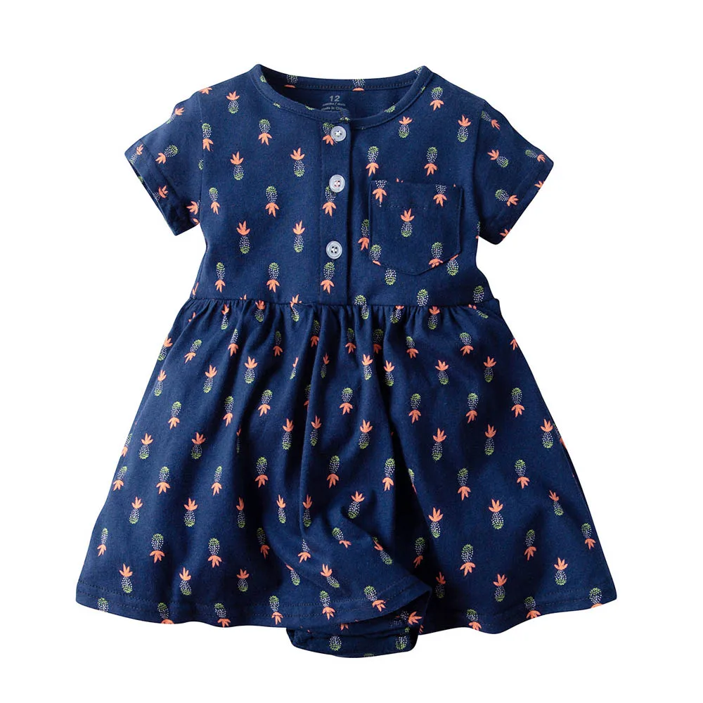 Хлопковое платье для маленьких девочек платья принцессы для маленьких девочек платье для новорожденной Детская летняя одежда Прямая