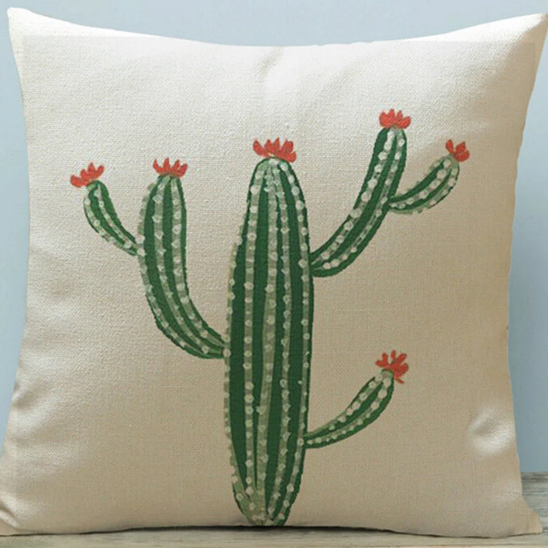 Cactus Tropical Flower Linen Pillow Case Sofa Car Throw Cushion Cover Decorative Pillows Cover for Home Decoration Pillowcase