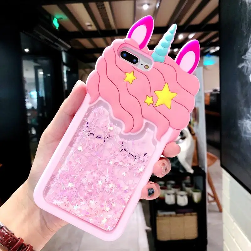 Силиконовые 3d чехлы GIMFUN Kawaii для Iphone 7 6 6s 5 8 Plus с рисунком жидкой лошади задняя