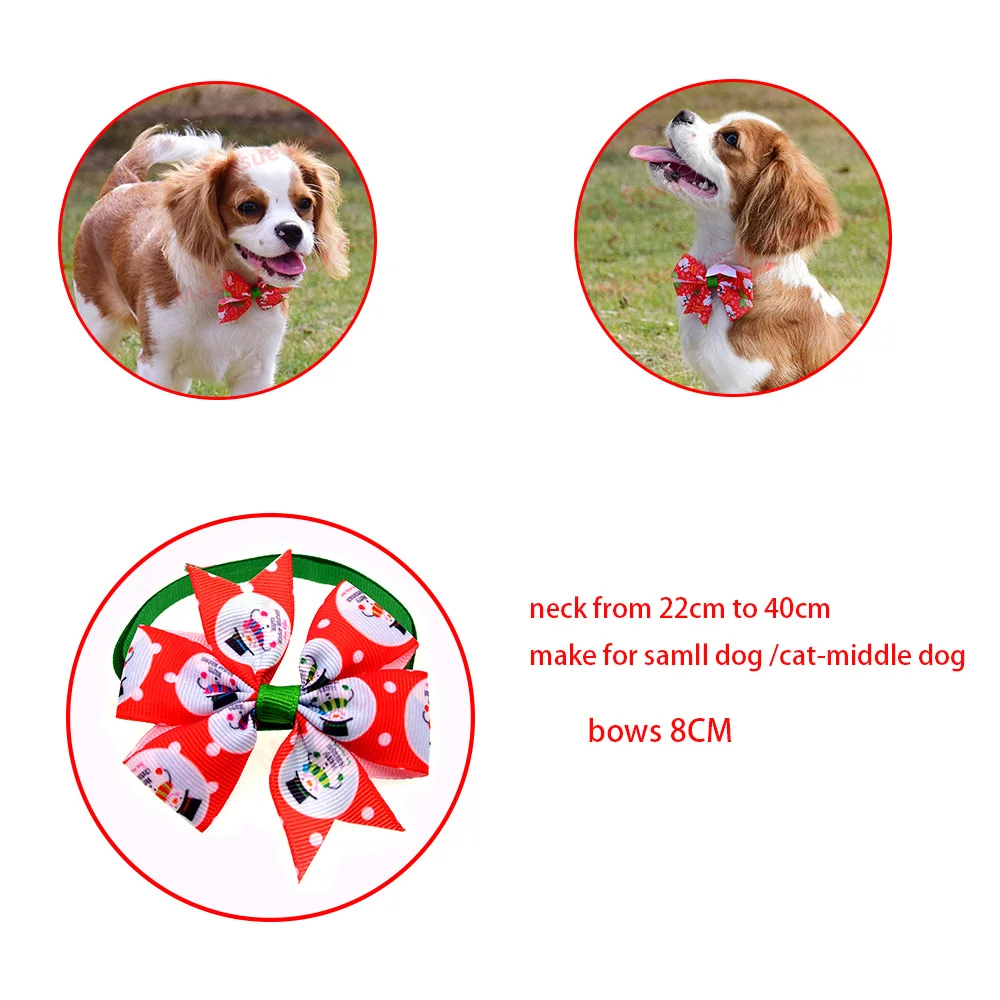 100pcs Dog Christmas Accessories Dog Bow Tie Pet Dog Cat Xmas Bowties Neckties Small Dog Holiday Party Grooming Accessores