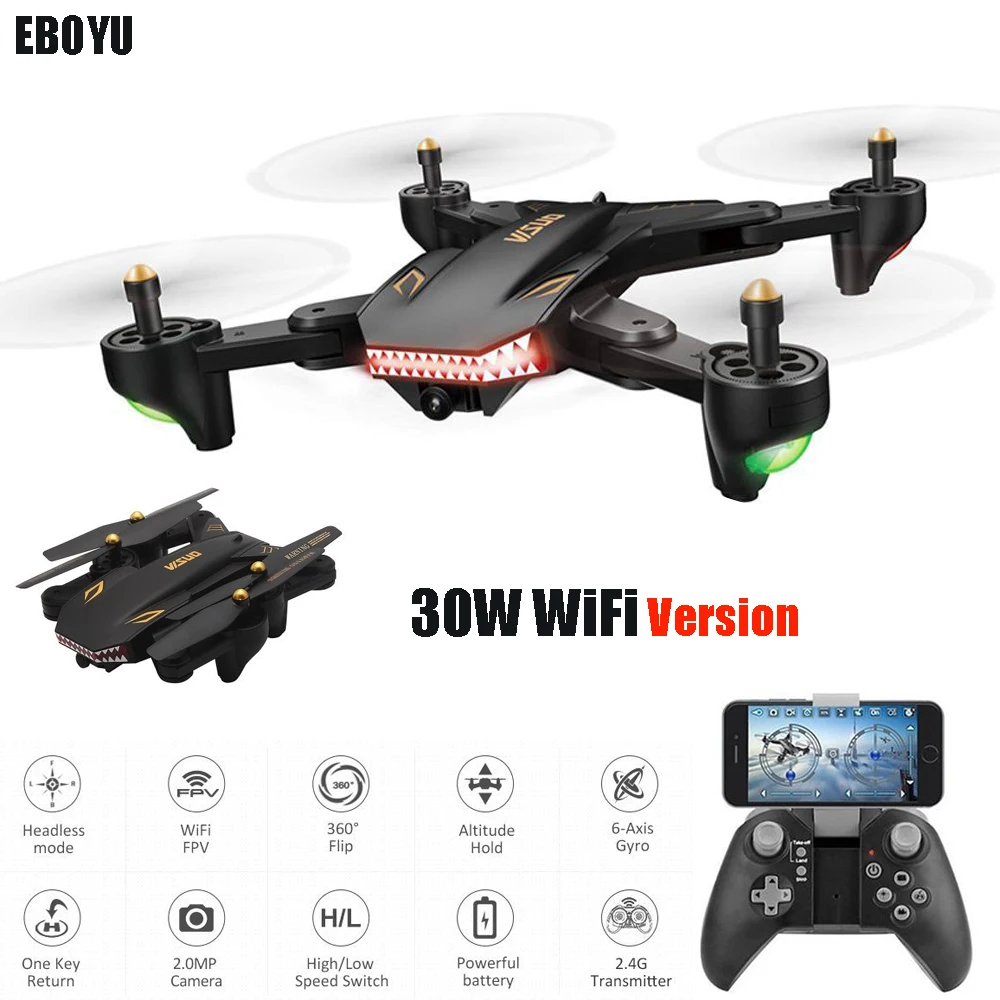 EBOYU XS809S-VGA 0.3MP камера Wi-Fi FPV складной Дрон один ключ возврат высоты удержание g-сенсор RC Квадрокоптер Дрон RTF