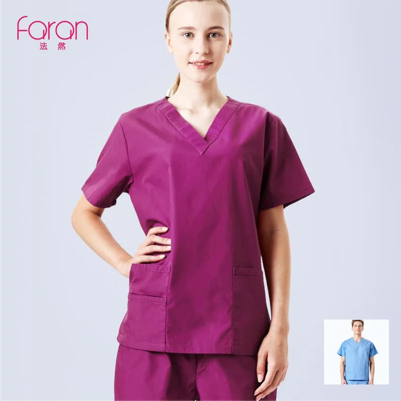 

Cheap Short Sleeve Hospital Medical Scrubs Set for Women Men Nursing Uniforms Medical Clothing Dental Clinic Scrub Suit