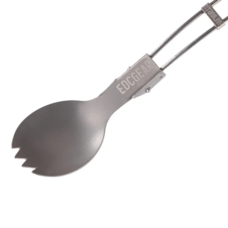 Útil 2 colores al aire libre EDC mini portátil plegable camping aleación de titanio cuchara de sopa backpacking utensil cuchillería