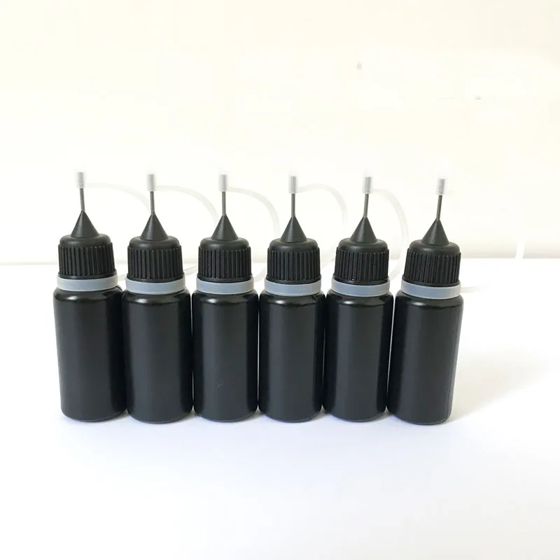 

10ml Black E Liquid Needle Bottle empty Plastic LDPE Soft Ejuice Dropper bottles With Needle Filler Colorful Caps