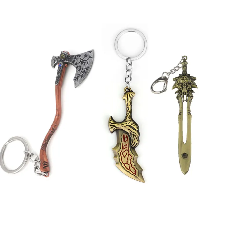 God Of War 4 Kratos Ice Axe Guardian Shield Olympus Sword Portachiavi Arma Ciondolo Portachiavi Donna Uomo Fan Gioielli Spedizione Gratuita
