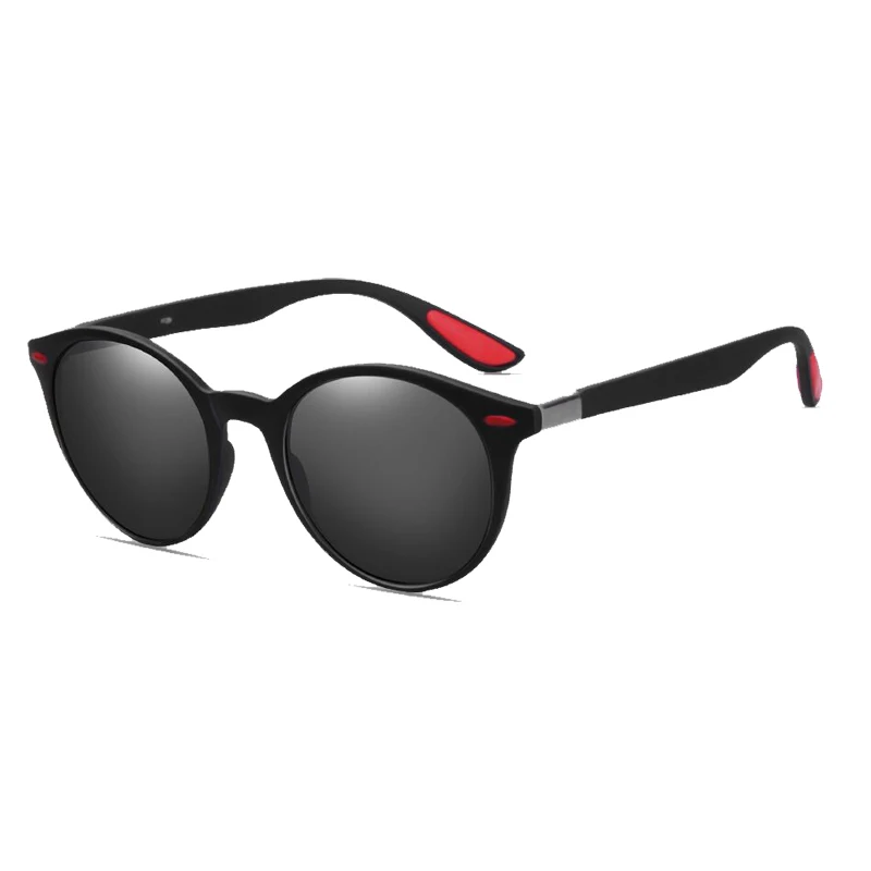 Longkeperer Лидер продаж класс поляризованные солнцезащитные очки мужские водительские очки Мужские Винтажные Солнцезащитные очки для женщин круглые Oculos de sol UV400 - Цвет линз: black red grey