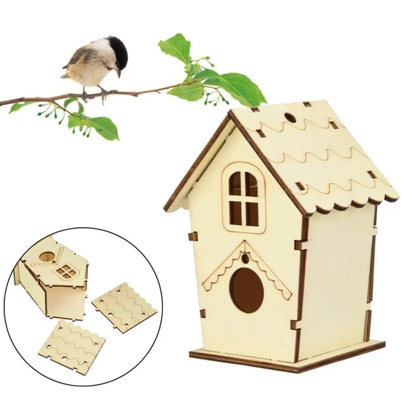 

DIY Wooden bird house Creative outdoor bird nest birdhouse Dropshipping 2O0718