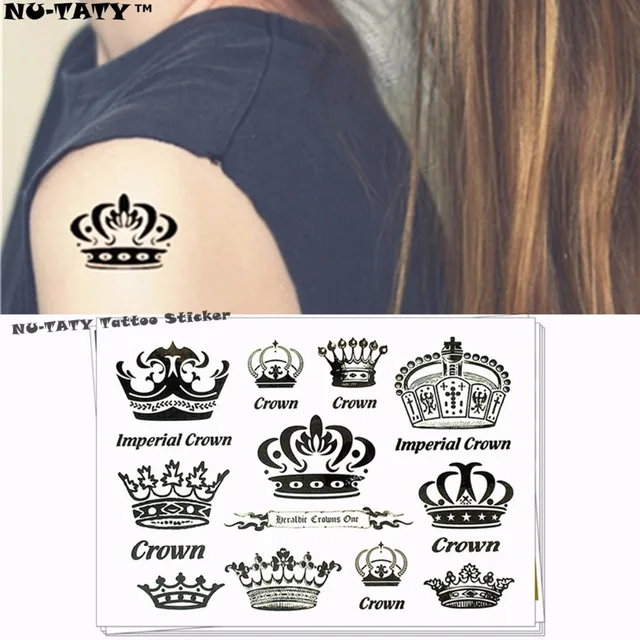 Nu Taty Czarny Rodzajów Korona Tymczasowe Tattoo Body Art Flash