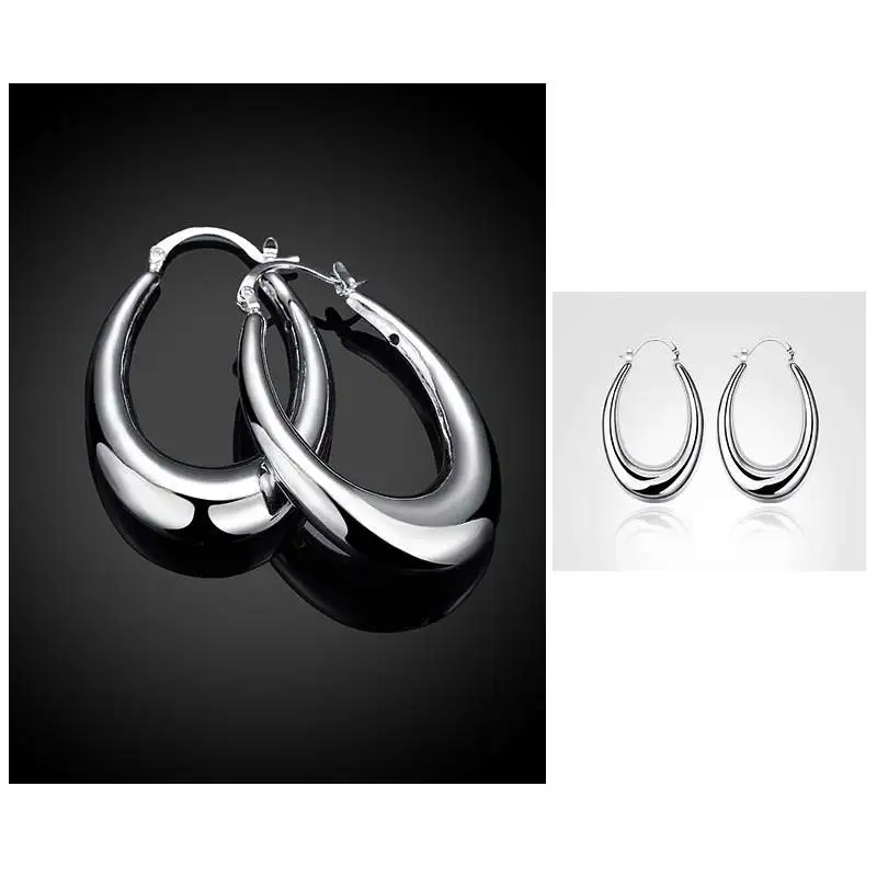Новая мода ювелирные изделия серебряные полые U обруч уха кольцо серьги клип для женщин подарок@ M23