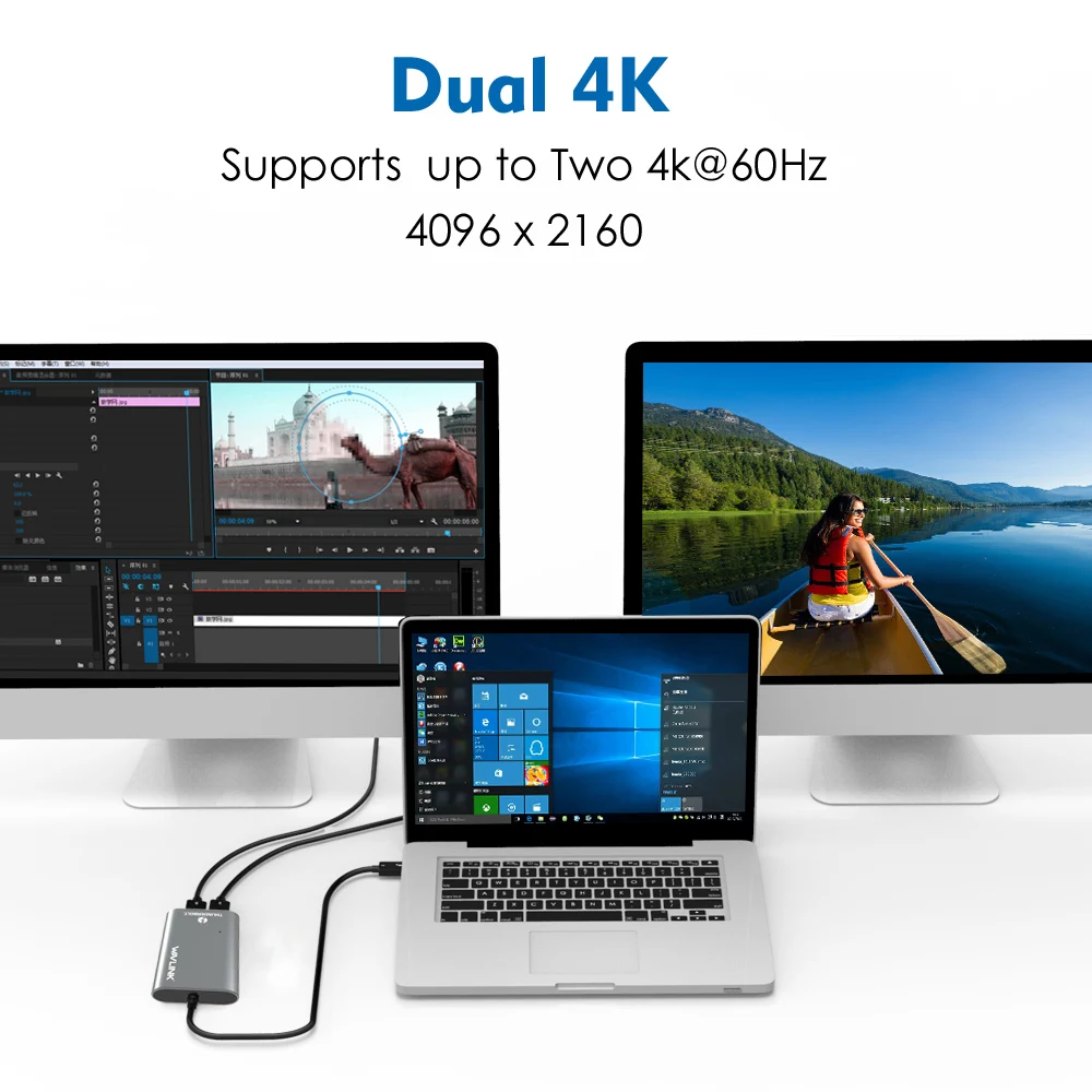 Адаптер Wavlink Thunderbolt 3 с двумя портами дисплея 8K адаптер USB C концентратор 4K и 5K@ 60 Гц сплиттер типа C видео дисплей 【 Intel Certified】