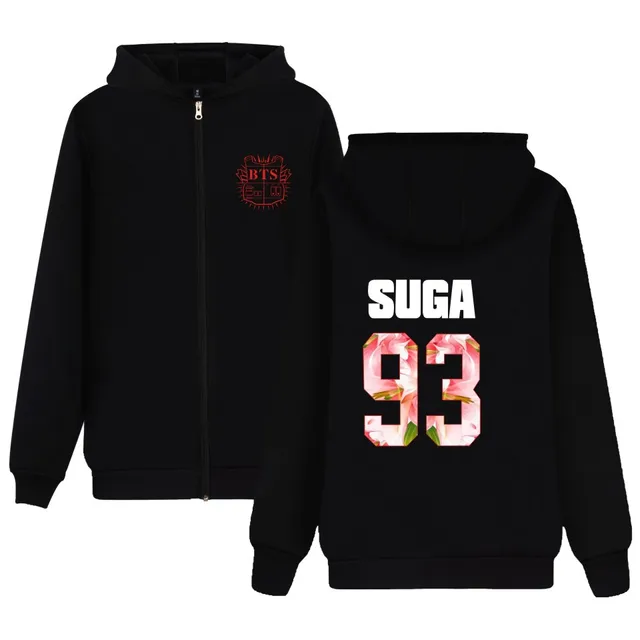Bts Kpop Zipper Hoodies Women Bangtan Boys Fashion Zip Up Sweatshirt