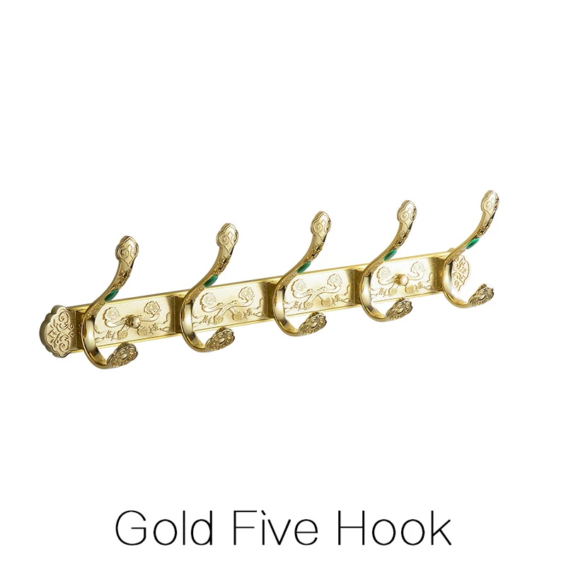 Крючки для халатов, латунные крючки для пальто с золотой отделкой, дверная полка, сумки для одежды, вешалка для полотенец, аксессуары для спальни, настенная вешалка для полотенец, HA-26W - Цвет: Gold Five Hook
