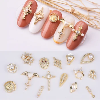 

5pcs Crystal 3d nail charms with sparkle zircon nail gem stones lion shaped jewelry for nails art decoration supplies TCJ401~415