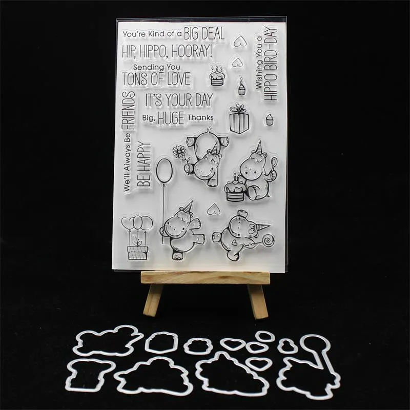 

KSCRAFT Hippo Birthday Metal Cuttng Dies for DIY Scrapbooking/Card Making/Kids Fun Decoration Supplies 331