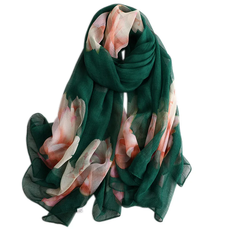 

Luxury 2019 brand fashion women scarf summer silk scarves hijabs beach stoles neck head high quality shawls and wraps foulard