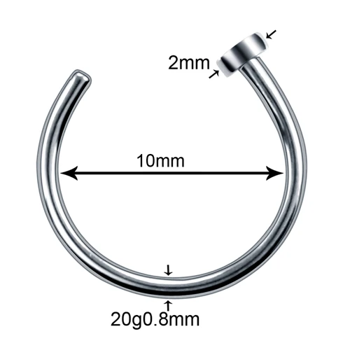 1 шт. G23 титановый пирсинг Nariz 20 г кольцо для носа C клипсой для пирсинга губ Бурун кольцо для носа пирсинг носа шпилька ноздри пирсинг - Окраска металла: T0613