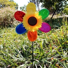 Child DIY Colorful Sequins Sunflower Windmill Toy Children Outdoor Activities Toy Garden Decor Gift For Kids