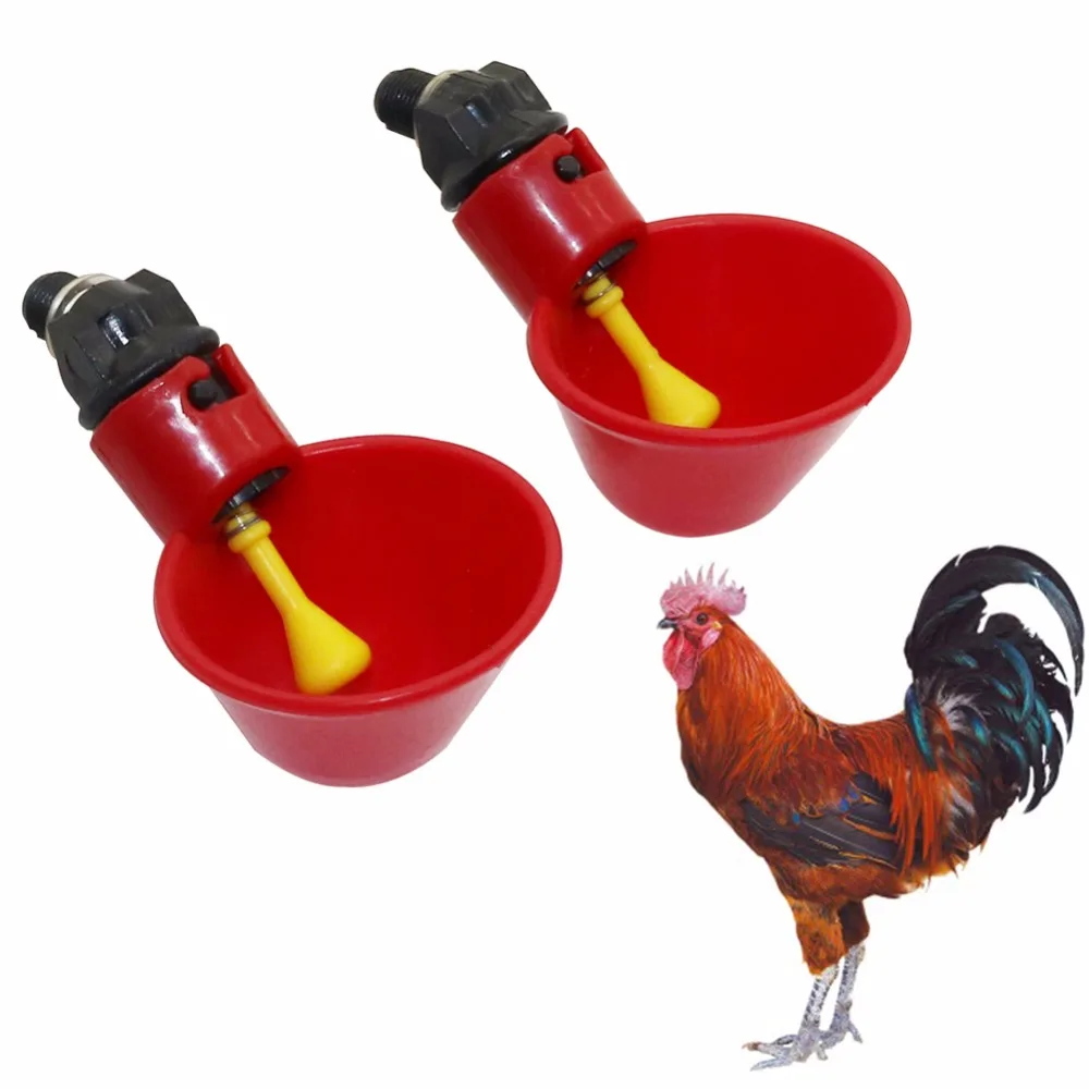 30 Pcs Poultry Feeding Chicken Quail Automatic Drinking Bowl Yellow