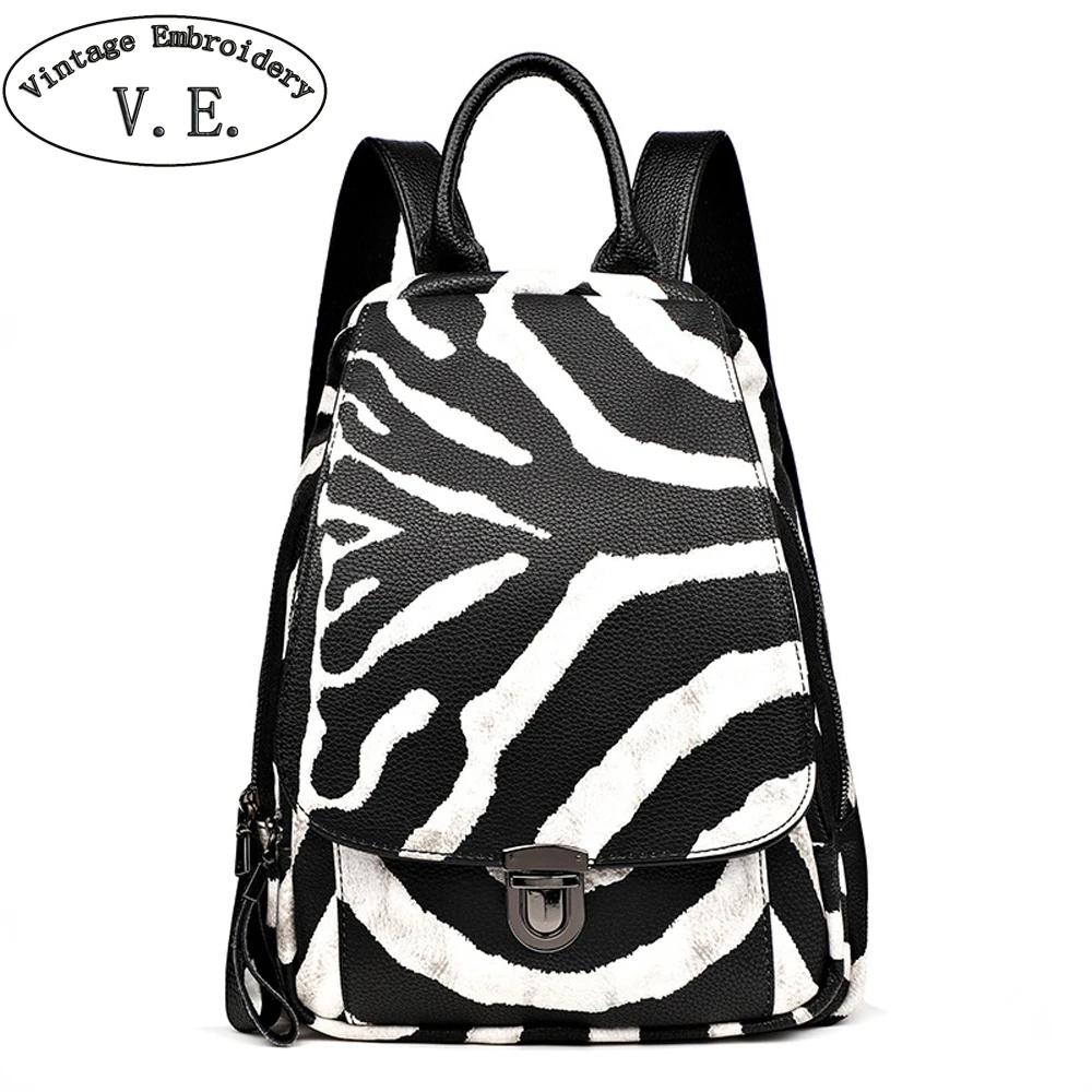 

2019 Fashion Female Backpack Large Capacity Simple Travel Casual Backpacks Teenagers Zebra Pattern Schoolbag Shoulder Bag Women